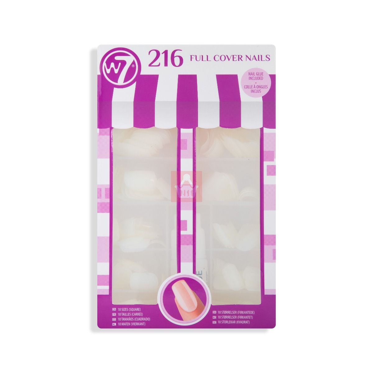 W7 Full Cover False Nails With Glue Square Shape 216 Pcs