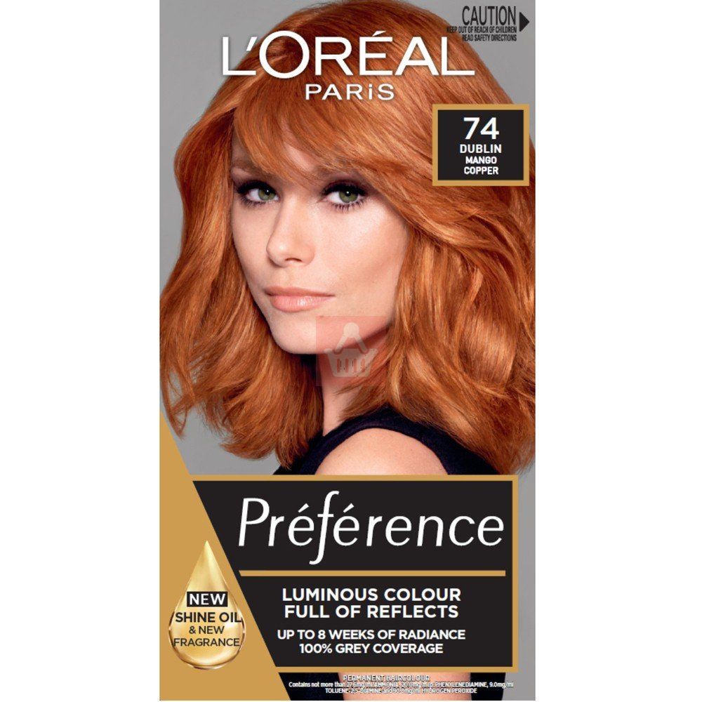 L'Oreal Preference 74 Dublin Mango Copper Red Permanent Hair Color