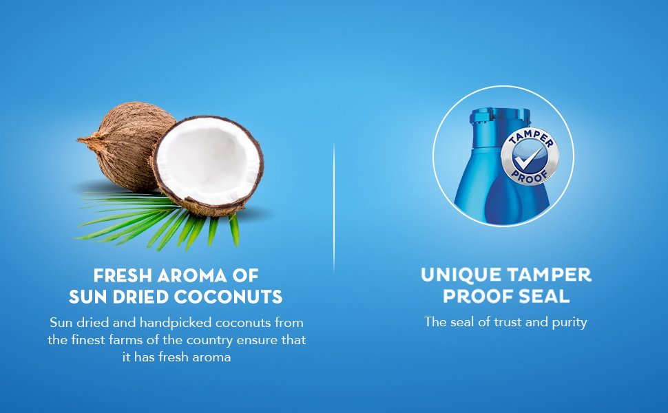 Fresh aroma of sun dried coconuts, Unique tamper proof seal.