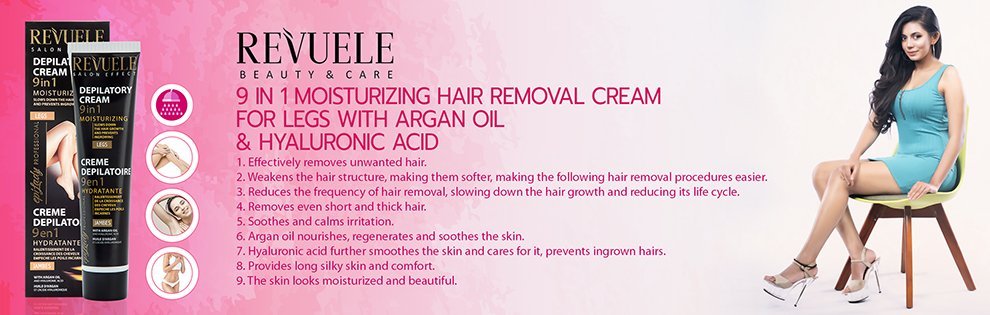 Revuele 9 In 1 Moisturizing Hair Removal Cream For Legs With Argan Oil ...