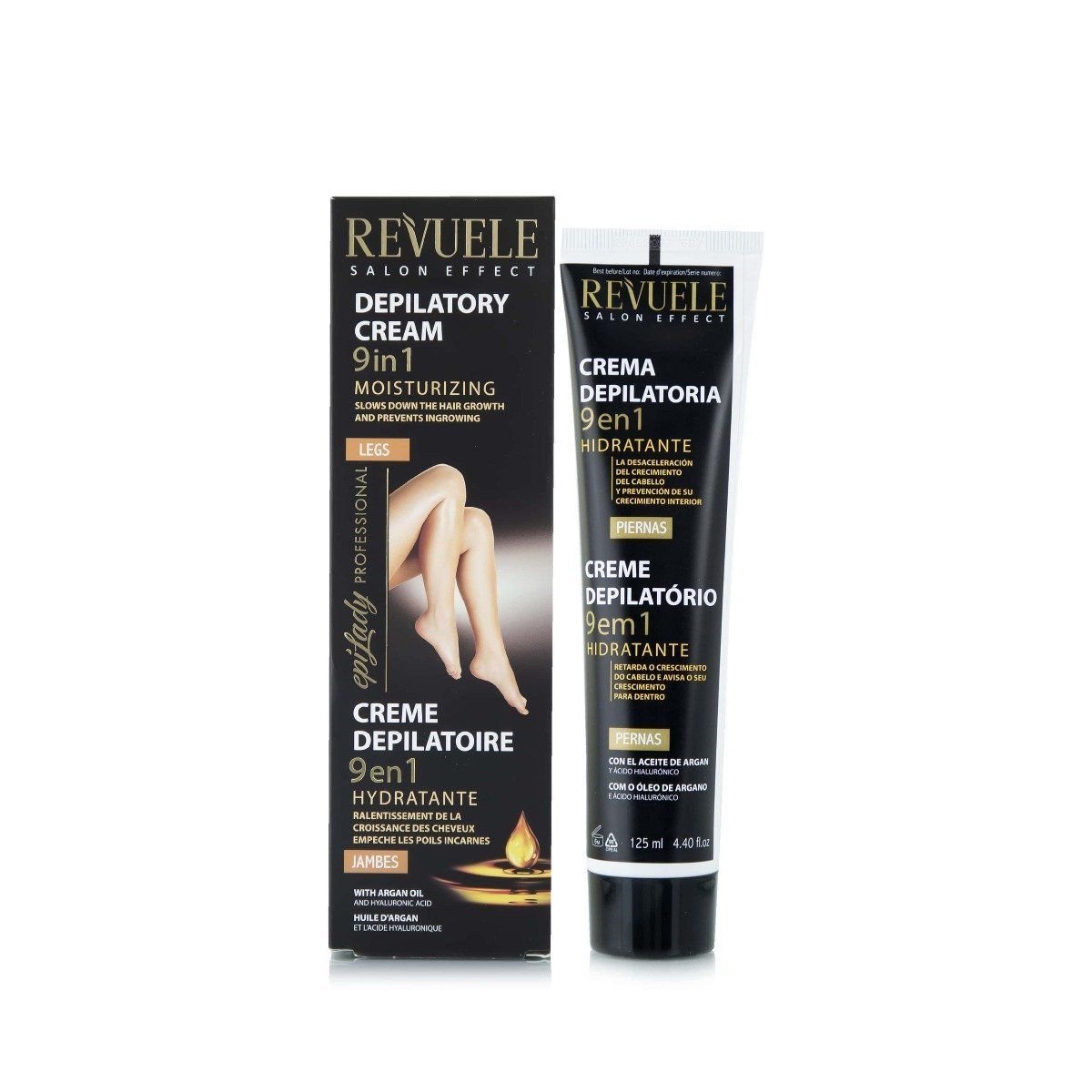 Revuele 9 In 1 Moisturizing Hair Removal Cream For Legs With Argan Oil & Hyaluronic Acid