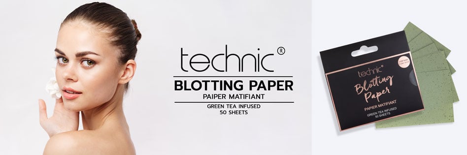 Technic Oil Absorbing Blotting Paper with Green Tea Mattifying - 50 Sheets