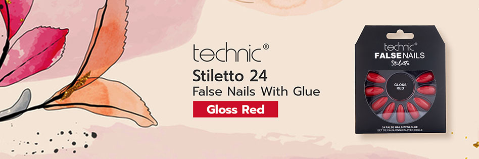 Technic Stiletto 24 False Nails With Glue - Matte Burgundy