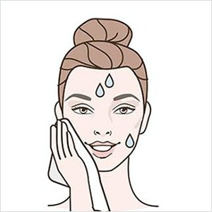 Wash your face with cleanser and dry your face with a clean cloth.