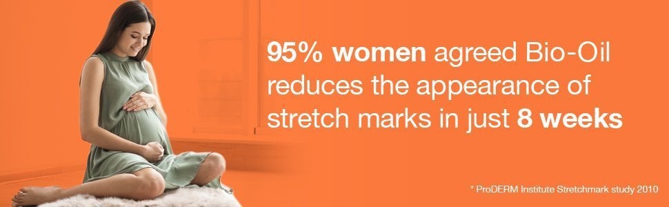 95% women agreed Bio-Oil reduces the apearance of stretch mark in just 8 weeks, ProDERM Institute Stretchmark study 2010
