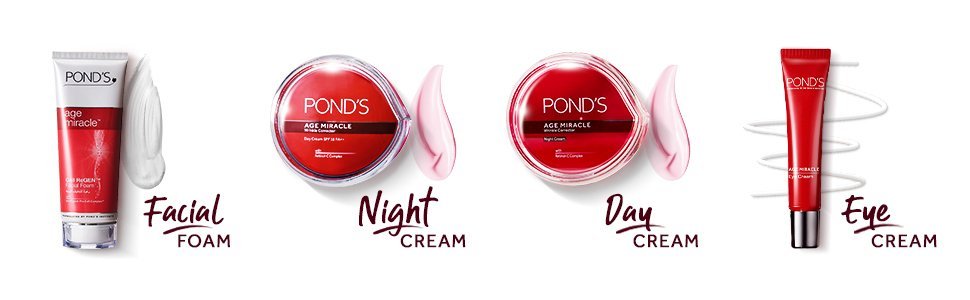 Facial foam, Night cream, Day cream, Eye cream