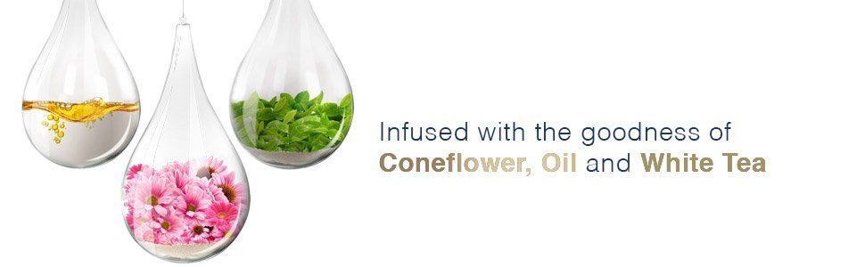 infused with the goodness of coneflower, oil and white tea.