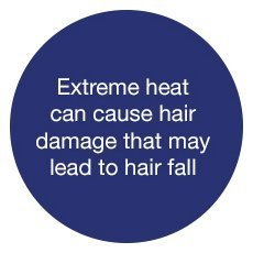 Extreme heat can cause hair damage that may lead to hair fall