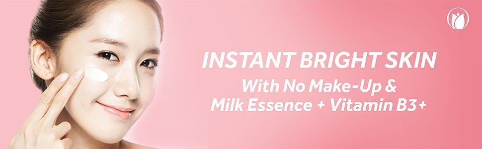 Instant bright skin with No make-Up & Milk Essence + Vitamin B3+
